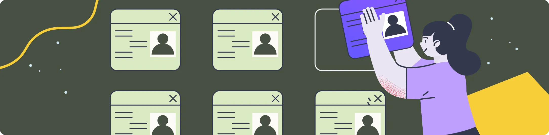 Illustration graphic of a girl ordering files