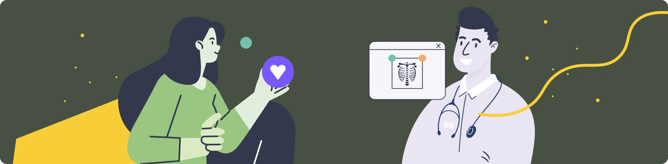 Illustration graphic of woman rating a doctor